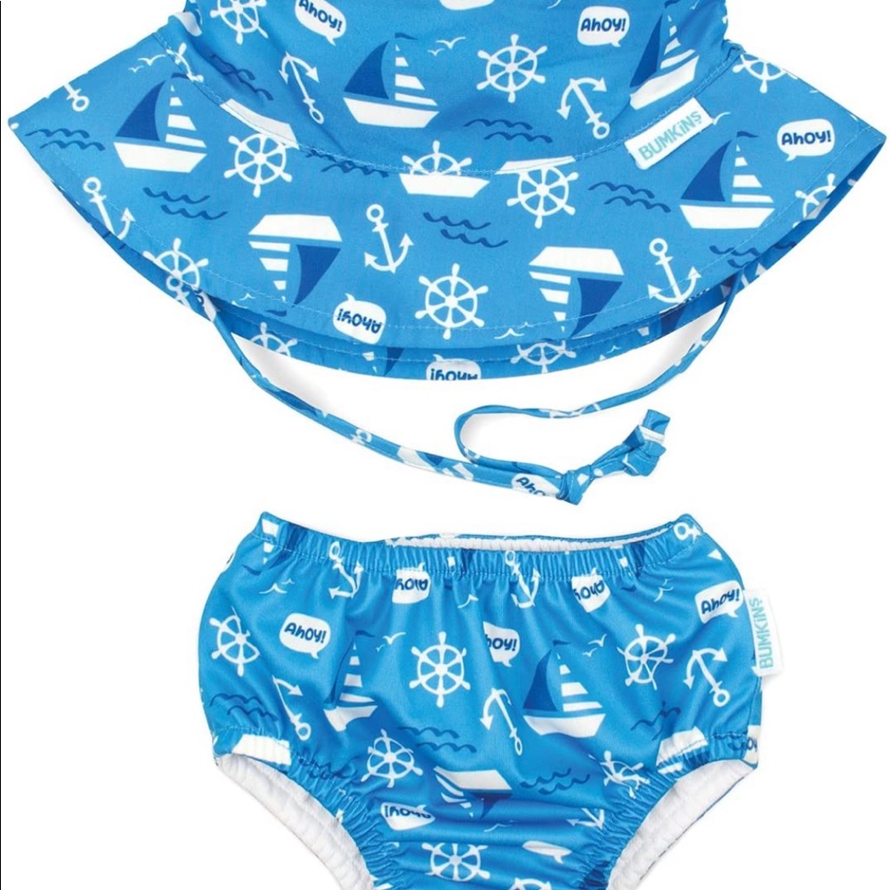 Bumkins size Large hat and diaper cover EUC 24 months